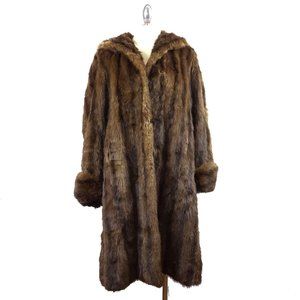 Vintage 1940s-50s Full Length Beaver Fur Coat